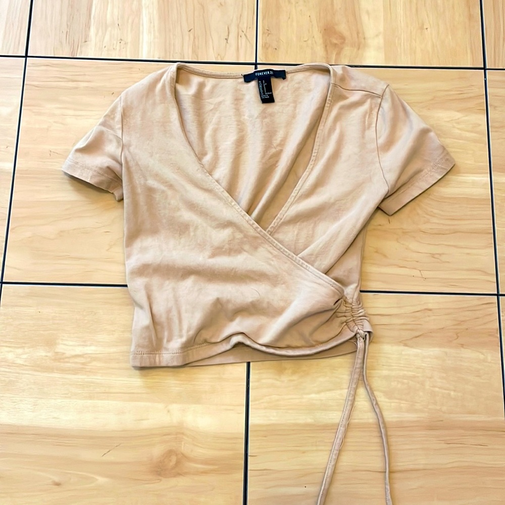 Tan wrap crop top